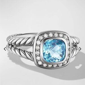 David Yurman Petite Albion Ring with Gemstone and Diamonds in Silver, 7mm